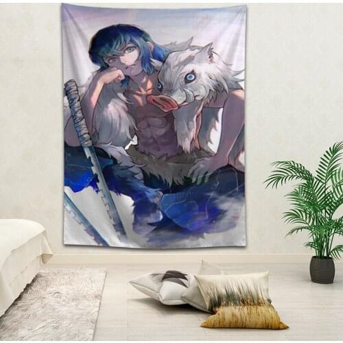 Hot Sale Custom Anime Kimetsu No Yaiba Printed Tapestry Background Decorative Tapestry Demon Blade Wall Hanging Decor