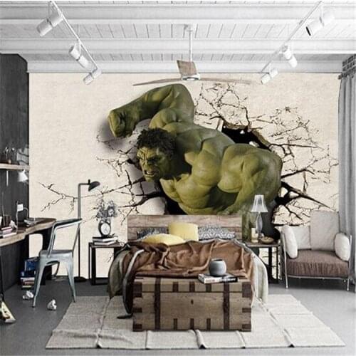 Hulk Mural 3D Internet Cafe Taekwondo Sports Boxing Gym Wallpaper Childrens Room Cartoon Wallpaper