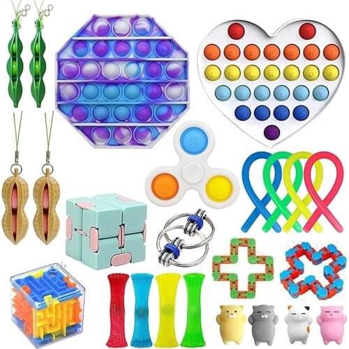 Fidget Toys Antistress Toy Set Stretchy Strings Push Gift Pack Adults Children Squishy Sensory Anti Stress Relief Figet Toys Kit