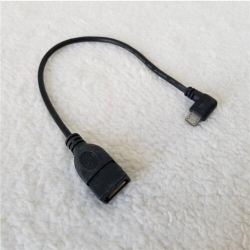 90 Degree Right Angle Micro USB to USB A Male to Female Adapter Cable for Android Phone PC Black 25cm