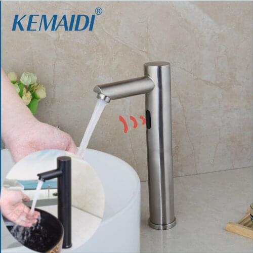 KEMAIDI Nickel Brush Automatic Sensor Faucet Bathroom Basin Sink Faucet Hot & Cold Water Mixer Tap Touch-Free Infrared Basin Tap