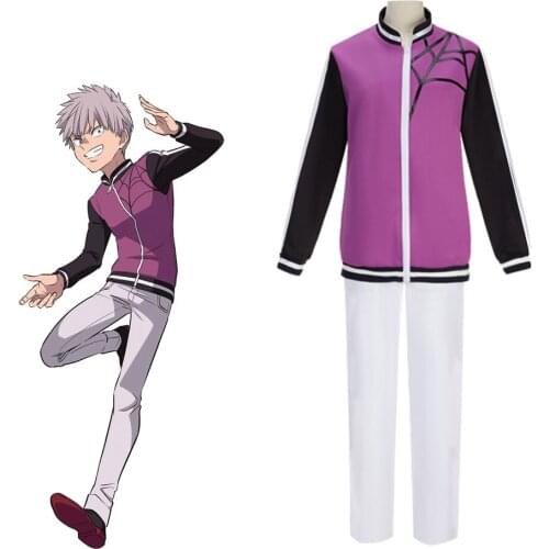 Anime Kemono Jihen Shiki Tademaru Cosplay Costume Unisex Purple Color Jacket for Halloween Party Masquerade Anime Shows