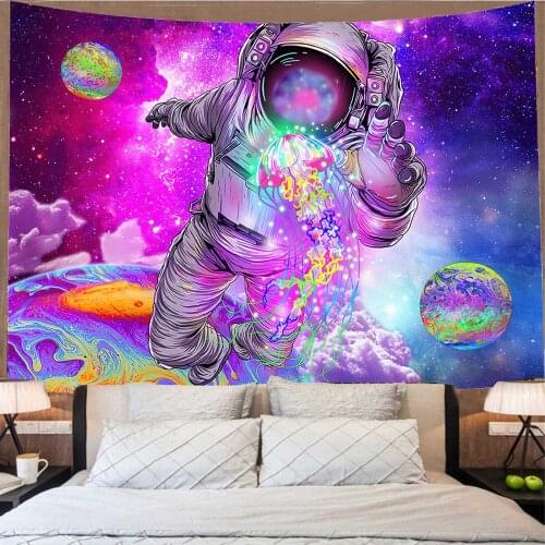 Space Mushroom Forest Castle Tapestry Fairytale Trippy Colorful Dragon Wall Hanging Tapestry for Home Deco Tapestry Mandala