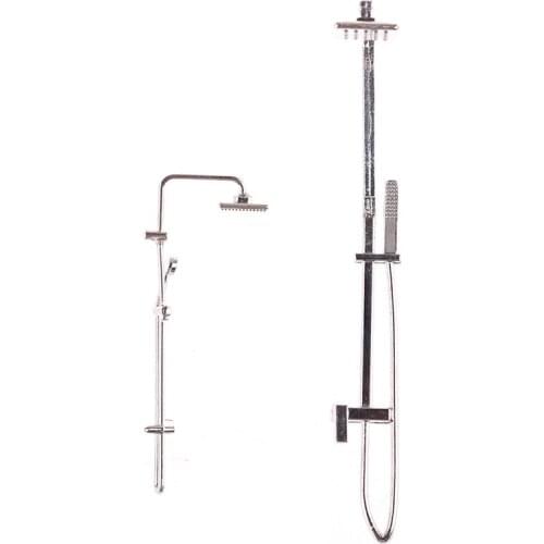 Alloy Bathroom Bath Shower Dollhouse Miniature Mini Bathroom Bath Shower Model Pretend Toy for Doll Houses Accessories