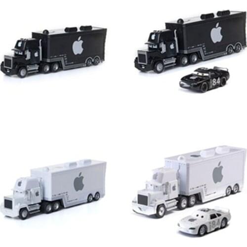 Disney Pixar Racing 2 3 Black And White Uncle Apple Truck 1:55 Alloy Car Model Alloy Toy Boy Birthday Container Truck Best Gift