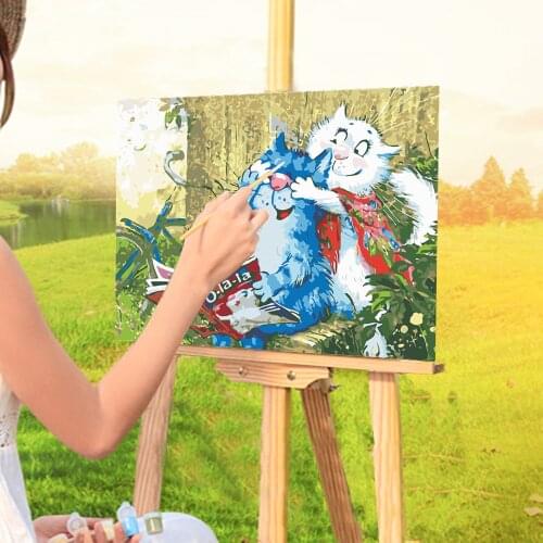Cartoon Blue White Cat DIY Painting By Numbers Package Oil Paints 40*50 Paiting By Numbers Home Decor Crafts For Adults Art
