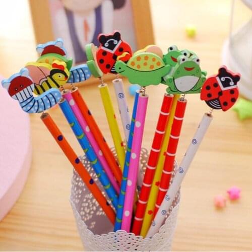 Cartoon Spring Pencil Kindergarten School Stationery Pencils Kids Children Party Favor Gift Halloween Christmas Xmas