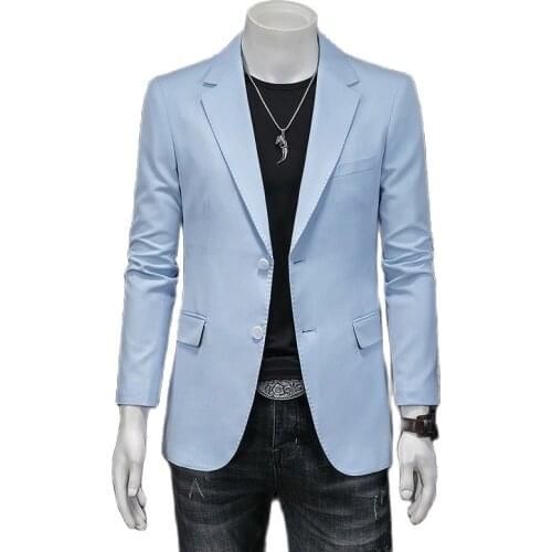 New Spring Autumn New Men Sky blue Blazer Fashion Slim casual blazer for Men Brand Mens suit Designer jacket outerwear Men S-5XL