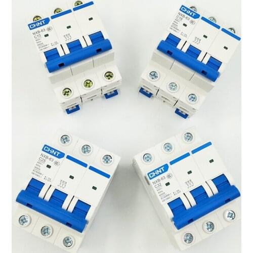 NEW CHINT C45 Mini Circuit Breaker NXB-63 3 Poles C Type 1A 3A 6A 10A 16A 20A 25A 32A 40A 50A 63A 400V MCB DZ47-63