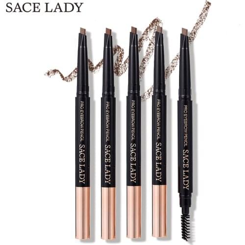 New Dark Grey Eyebrow Pencil Rotatable Design with Brush Long Lasting Ultra Fine Smudge-proof Water-proof Eye Brow Brows Makeup