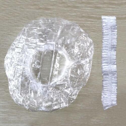 100 Pcs Disposable One-off Hotel Home Shower Bathing Clear Hair Elastic Caps Hats
