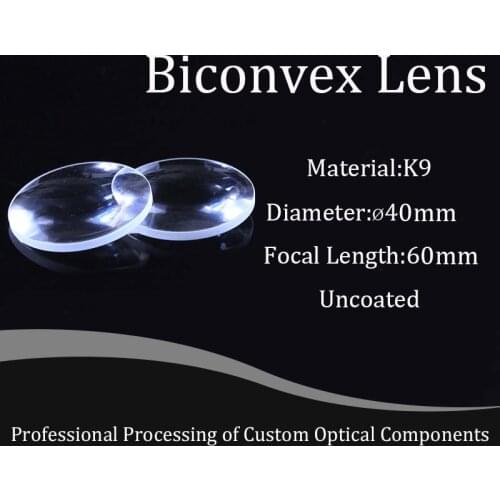 Optical Prism Convex Lens 40 Mm Diameter ,60mm Focal Length K9 Glass Test Instrument Customized Magnifier For VR