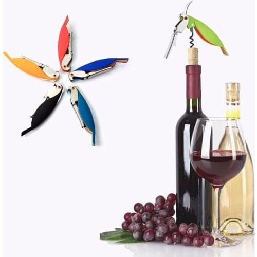 Parrot Bottle Opener Stainless Steel Corkscrew For Cans Jars Red Wine Beer Openers with Hippocampal Knife BAR Tools 100pcs/lot