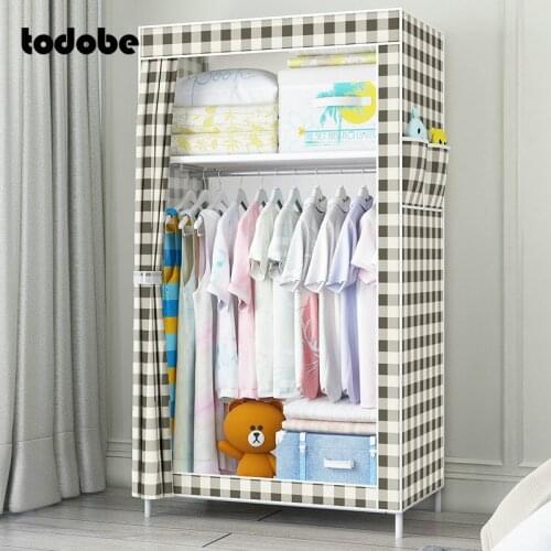 Simple Wardrobe Closet Single Small Bedroom Furniture Dormitory Dustproof Closed Modern Clothing Storage Folding Clothing Closet