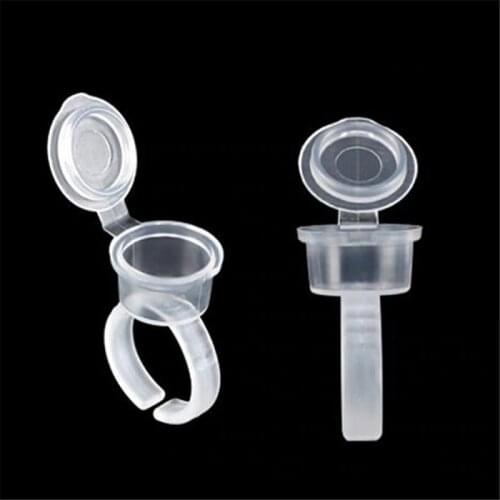 100pcs Transparent Tattoo Ink Rings Cups Permanent Makeup Pigment Holder Eyebrow Eyelash Extension Microblading Accessories