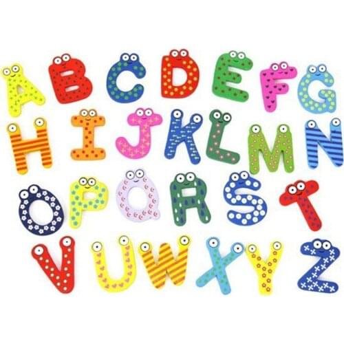 Multicolor Wooden Fridge Magnet Educational Toy Symbol 26 Alphabet Kids Children Magnetic Sticker Classroom Whiteboard Gadget