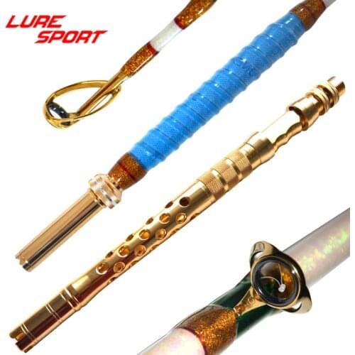 LureSort 1.7/2.1m Boat Fishing Rod Saltwater Deep Sea Shark trolling rod Solid Fiber Glass with Epoxy Resins1.5 section boat rod