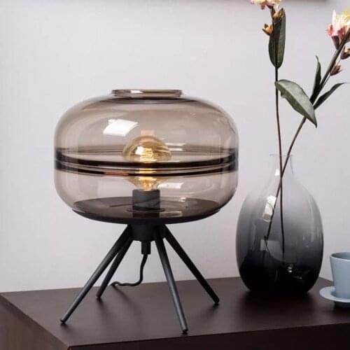 Modern Smoke Glass Table Lamp Art Bar Table Light Industrial LED Lamp For Study Coffee Bedroom Eye Room Home Table Lights TA081