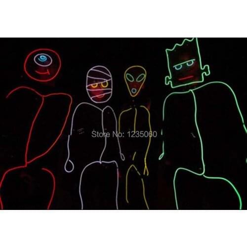 Stick Figure Costume Led Luminous EL Wire Kit Halloween Neon Glow Robot Suit with Glasses Shoes Party Stage Wear Free Shipping