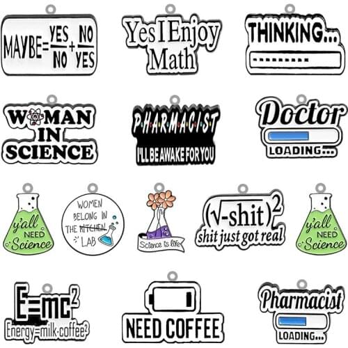 TAFREE Chemical Equation New Acrylic Pendant Epoxy Resin Jewelry Making Pendant Earrings Necklace Parts