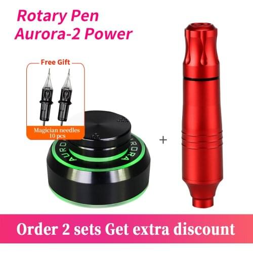 Professional Tattoo Rotary Pen Tattoo Kit Machine With Aurora-1 Power Supply Free Gift 10pcs Needles Set