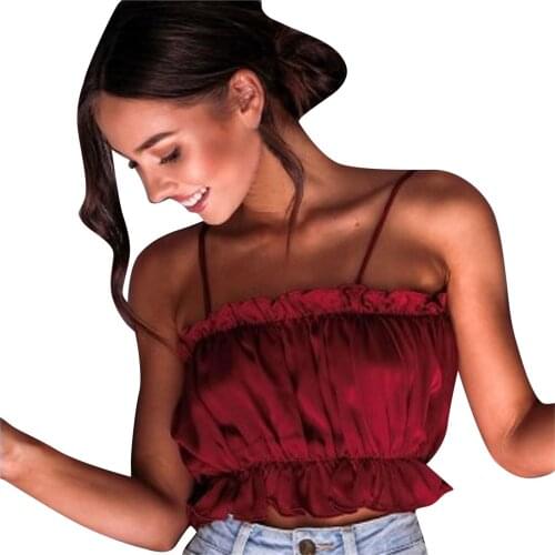 Top Female Elegant Women Sexy Crop Top Ruffled Sling Tube Top Chiffon Sleeveless Vest Clothes Aesthetic Womens Corset