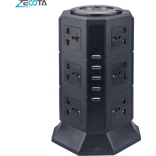 USB Power Strip Vertical 8/12 EU/UK/US/AU Electric Plug Universal Outlet Sockets Charger Surge Protector 6.6ft/2m Extension Cord