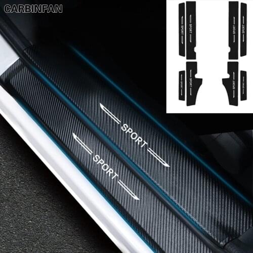 Carbon Fiber Door Sill Scuff Protective Sill Cover Sticker PU Leather Welcome Pedal Decal Car Stickers for Kia K3 2012-2018 P68