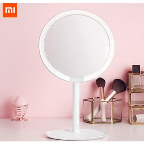 Newest Xiaomi mijia Makeup Mirror Desktop LED Lighted Portable Type-C Charging Touch Screen Adjustable Mirrors Brightness