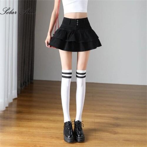 Free Shipping 2021 Womens Spring/Summer New Anti-fade Breasted Denim Short Skirt High Waist Ball Gown