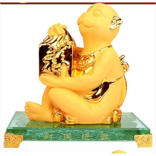 Gold Chinese zodiac Monkey chicken big golden zodiac Animal brings handicraft diamond painting gift sculpture home decoration