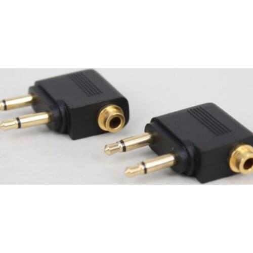1 Pair 3.5mm Gold-plated Male To Female Adapter Aircraft Aviation Headset Conversion Plug Aircraft-specific Audio Adapter