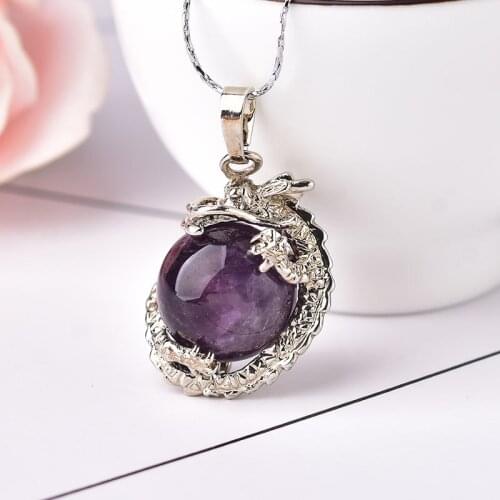 1PC Fashion Simple Natural Crystal Colorful Dragon Pendant Couple Pendant Necklace Healing Stone DIY Gift Jewelry Love Gems