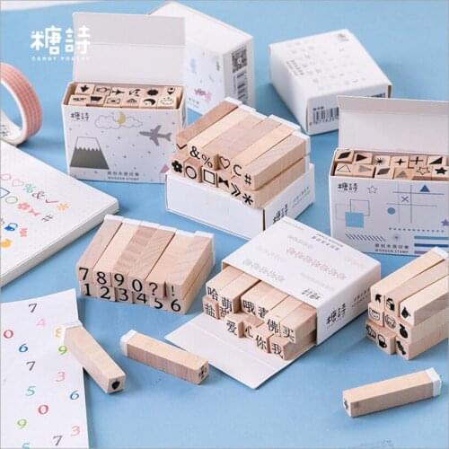 12 pcs/Set Creative Number/Alphabet wood stamp DIY craft wooden rubber stamps decoration for scrapbooking standard stamp