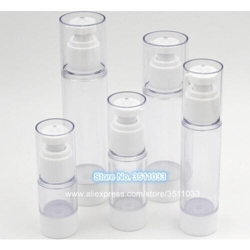 20pcs Transparent Empty Plastic Cosmetic Lotion Airless Bottle Cosmetic Cream Airless Pump Container 15ml 30ml 50ml 80ml 100ml