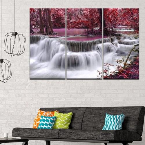 3 Panel Living Room Modern Home Decor Wall Painting Art Waterfall Canvas Painting Modular Picture Poster Prints Cuadros Painting