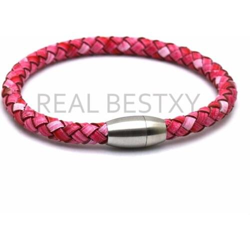 5pcs/lot custom logo antique pink genuine cow leather men bracelets bangles real leather arm bracelets jewelry man gift birthday