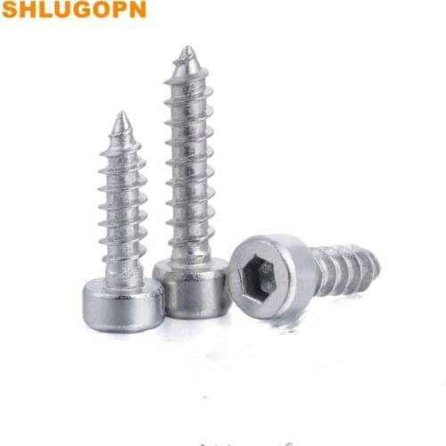 50pcs M2 M2.6 Hexagon Hex Socket Cap Head Self Tapping Screw A2-304 Stainless Steel Allen Head Screw for Speaker