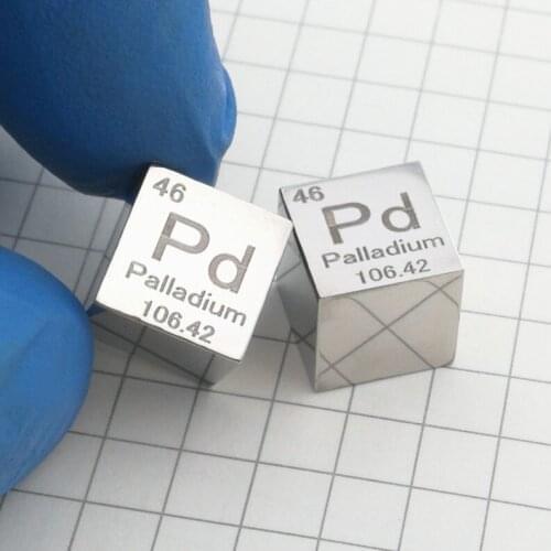 Free shipping palladium metal 9995 pure 10mm Pd carved density cube / ingot element periodic table