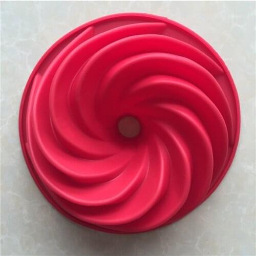 Large Spiral shape silicone Bundt Cake Pan 10- inch, Bread Bakeware Mold baking Tools Cyclone Shape Cake Mould DIY Baking Tool