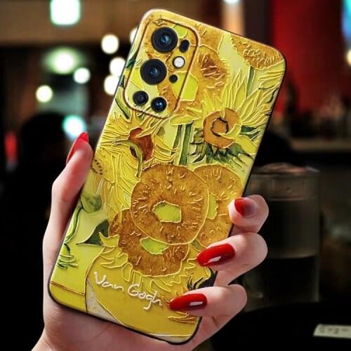 For Fundas One plus Oneplus 9 Pro 9R Case Cover For Coque Oneplus 9Pro 9 R Cases Cute 3D Art Vintage Sunflower Lens Phone Case