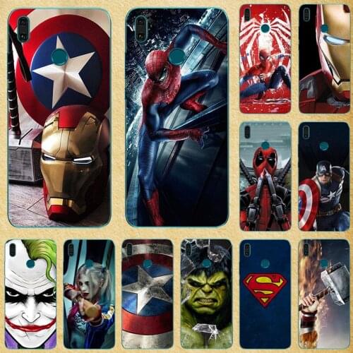 Super Hero Phone Case Cover For Huawei Y6 Prime Pro Y9 Y5 2019 Back Cover For Huawei Y7 Pro Prime 2019 Soft Silicone Paiting Bag