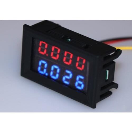 Digital DC Voltmeter Ammeter DC 100V 10A Voltage Current Meter Power Supply Red Blue LED Dual Display