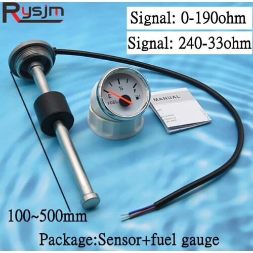 A3 Sensor New 0-190ohm 240-33ohm Fuel Level Sensor 125/150/175/200/250/500mm Fuel Sender Unit for Fuel Level Gauge Red Backlight