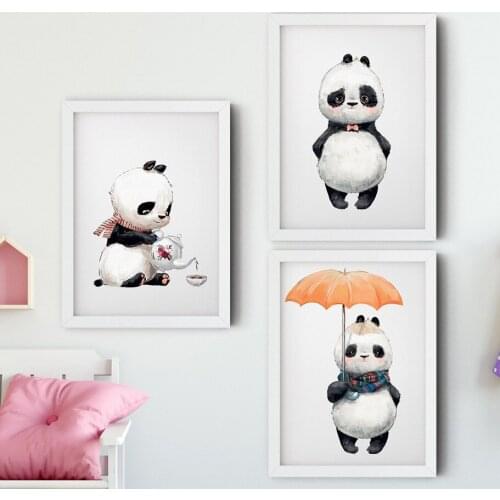 Child Room Decoration Wall Art Cute Animal Panda Posters On The Wall Canvas Picture for Home Design Nursery Baby House Decor