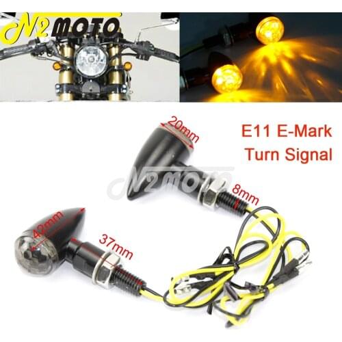 E11 E-Mark Motorcycle Black Mini Bullet LED Tail Brake Turn Signal Light for Harley Sportster Cafe Racer Chopper Bobber Cruiser