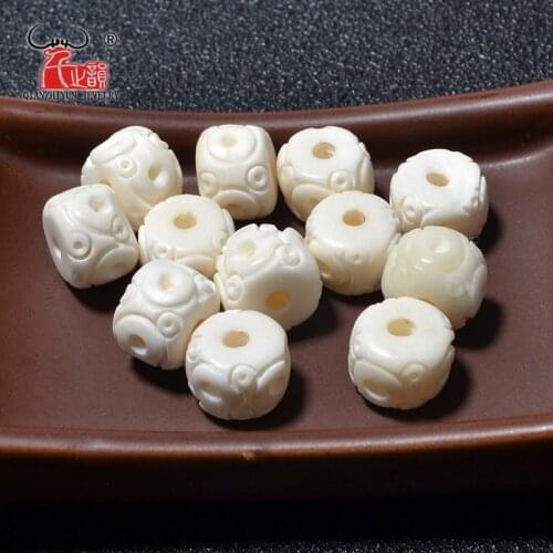 GZ-029 20PCS Yak Bone prayer beads Carved Bead Necklace DIY Scatter Beads Handmade Natural bone beads Hand-chain beige white