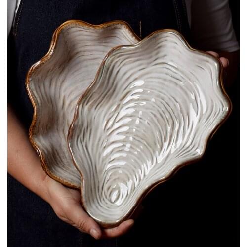 Ceramic tableware special-shaped shell dishes creative personality irregular Western food and fruit salad plate