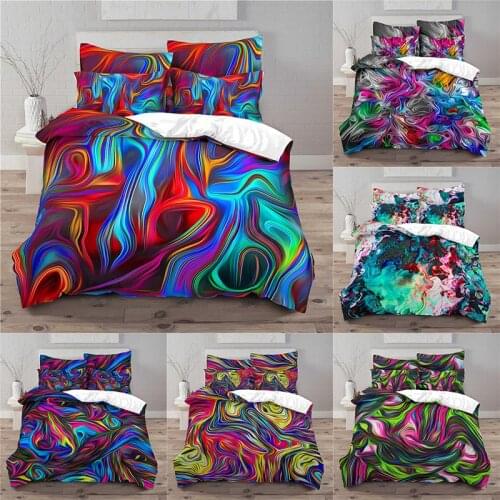 Luxury 3D Modern Art Bedding Set Colored Lines Printed Quilt Cover Soft Duvet Cover Pillowcase Queen and King EU/US/AU Size