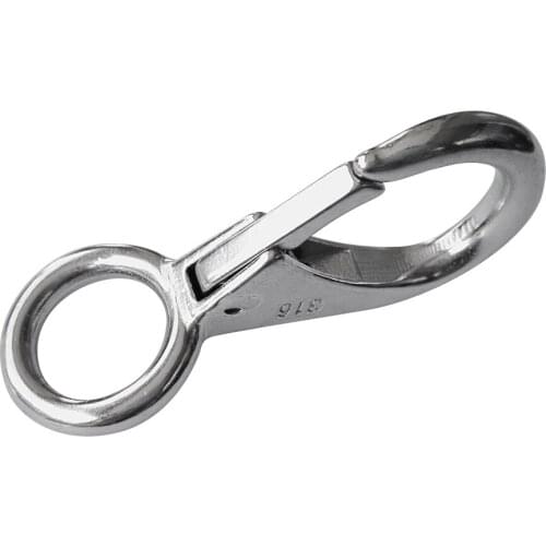 MagiDeal 316 Stainless Steel Rigid Loaded Fixed Eye Boat Spring Clip Snap Hook Carabiner Marine Applications for Boats Sailing
